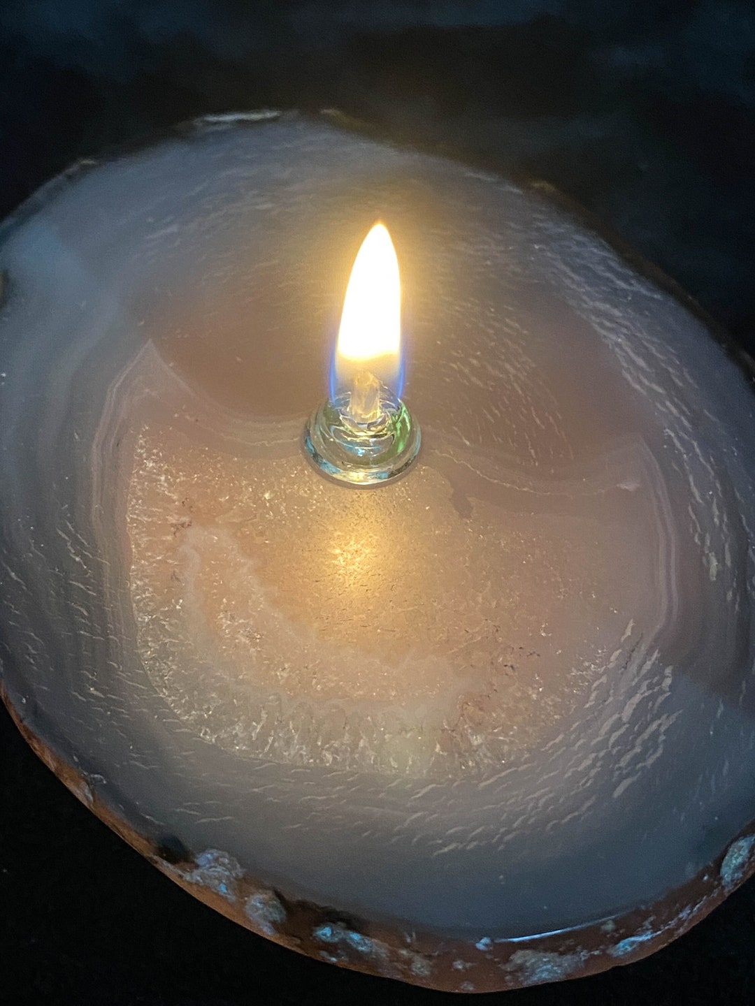 Natural Agate Wick Rock Oil Candle Rock Candle Kit Oil Etsy UK