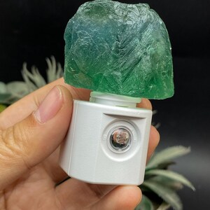 Natural Fluorite Raw Stone LED Night Light With Light Sensor | Baby Shower Gift | Nursery Night Lamp (120V US/Canada Plug) | Crystal Gift image 10