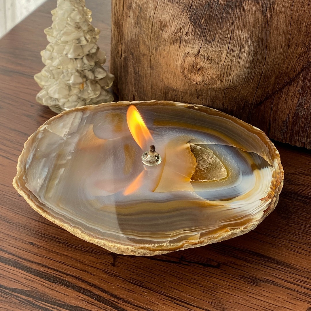 Agate Geode Rock Oil Candle Kit Handcrafted Natural Stone Candle