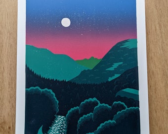 Morzine Horizon Linocut Édition Limitée