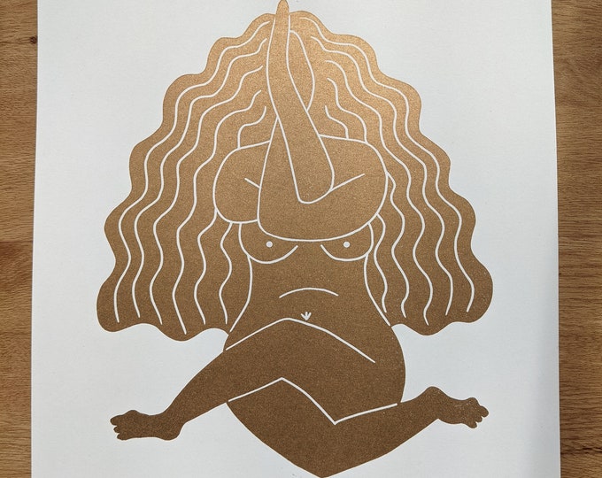 Golden Goddess Linocut