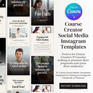 Kursdesigner Social Media Post Canva Vorlagen | Bearbeitbare Instagram und Facebook Posts für Coaches | Online-Programm zur Einführung von Marketing-Kit