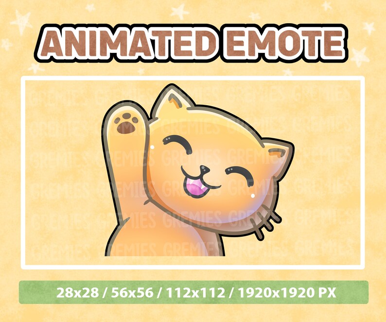 ANIMATED EMOTE! Animated Cute Cat Hi Wave Emote - Instant Download ...