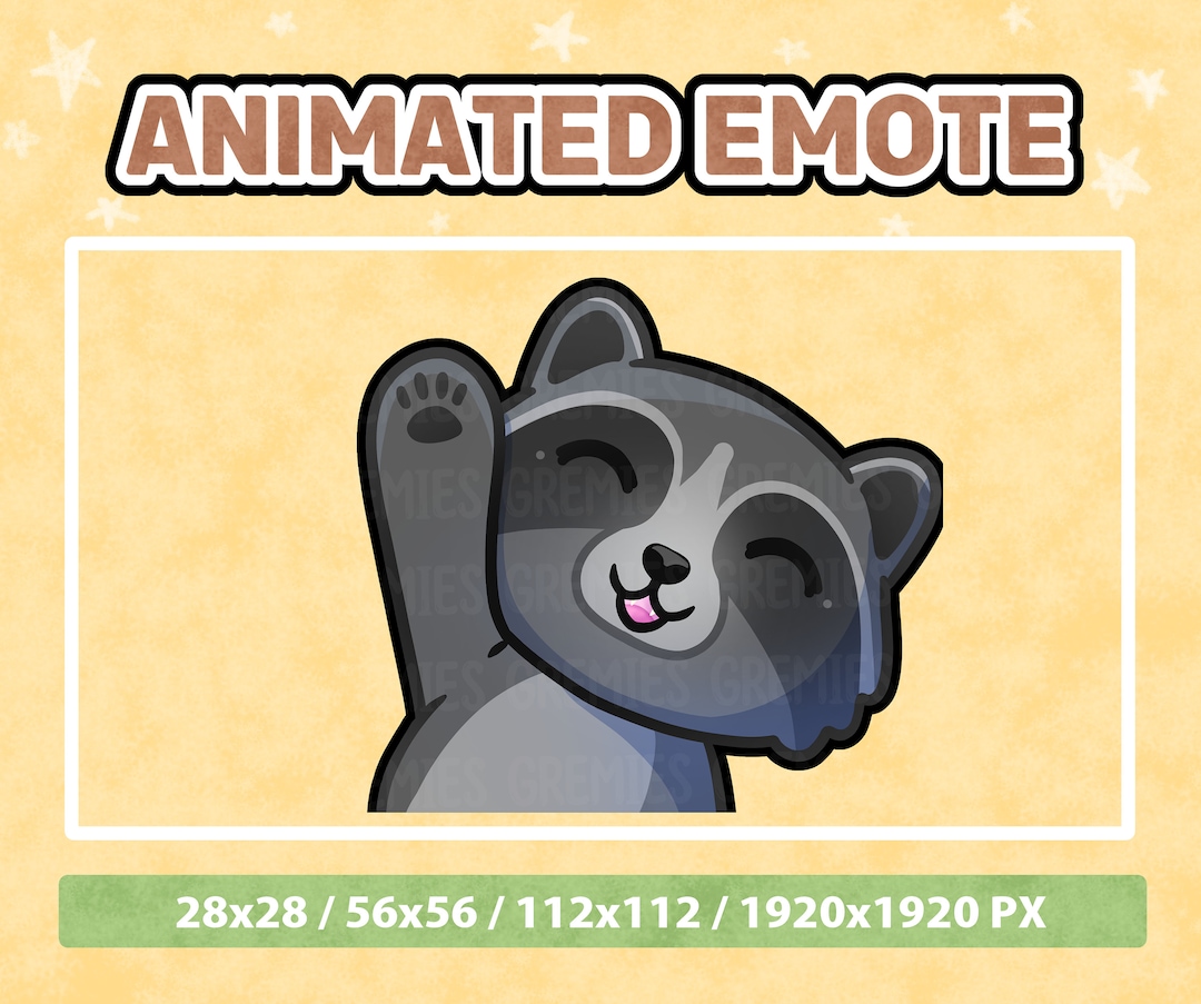 ANIMATED EMOTE Animated Cute Raccoon Hi Wave Emote Instant Download animated-emote-animated-cute-raccoon-hi-wave-emote-instant-download