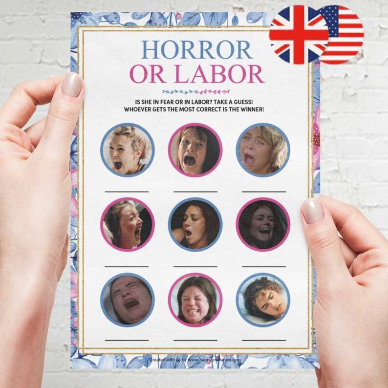 Horror or Labor Baby Shower Game floral Watercolors Etsy Australia