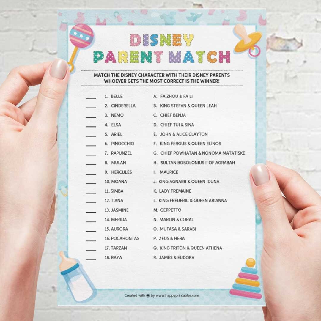 Cartoon Parent Match Baby Shower Game baby Basics Blue - Etsy Cartoon Parent Match Baby Shower Game baby Basics Blue - Etsy