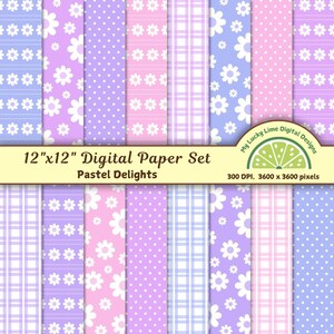 Pastel Delights digital paper, scrapbook, journaling, wrapping paper, instant download for commercial use, 16 printable papers