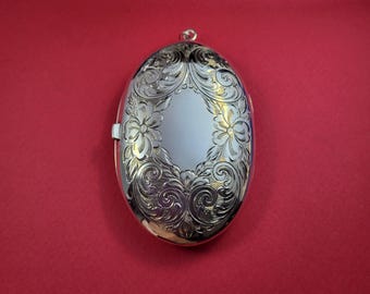 For Charity Large Vintage Sterling Floral Engraved Locket Stunning