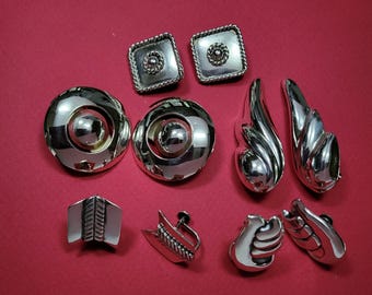 For Charity Vintage Mexico Sterling Clip Screwback Earrings lot of 5 Pairs