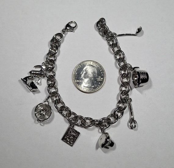 For Charity Vintage Sterling Charm Bracelet Cook … - image 2