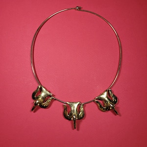 For Charity Vintage Alva Museum Repro Goldtone Mayan Birds Necklace