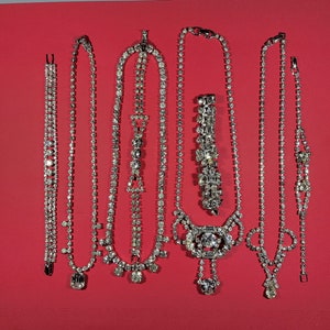 For Charity Vintage Rhinestone Necklace and Bracelet BLING 4 sets BRIDAL
