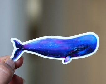 Blue whale, vinyl matte, glossy, holographic sticker, whale die-cut sticker, whale vinyl sticker, cute whale sticker 2,5x8,5 cm