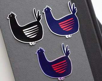 Sticker poulet en vinyle brillant ou holographique, 5 x 6 cm