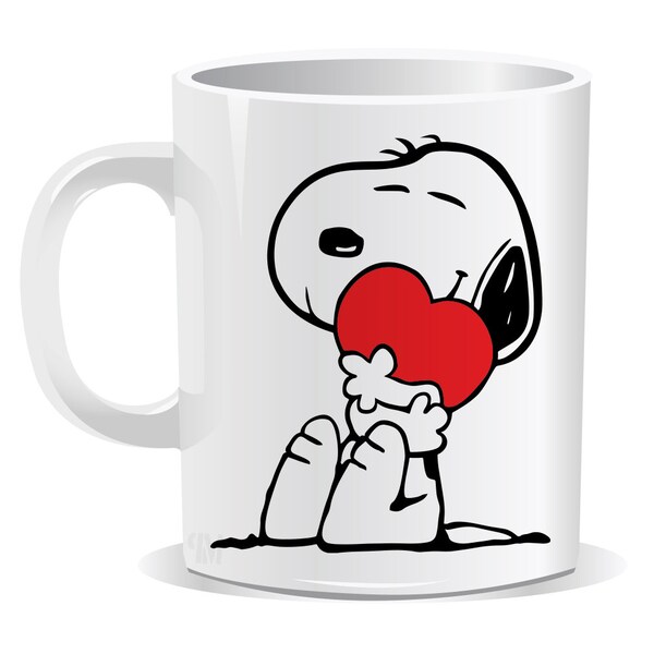 Snoopy Cuddling Love Heart Retro Funny Mug | Coaster | Gift for Friend | Love Dogs | Christmas Gift | Birthday Gift | Dog Lover