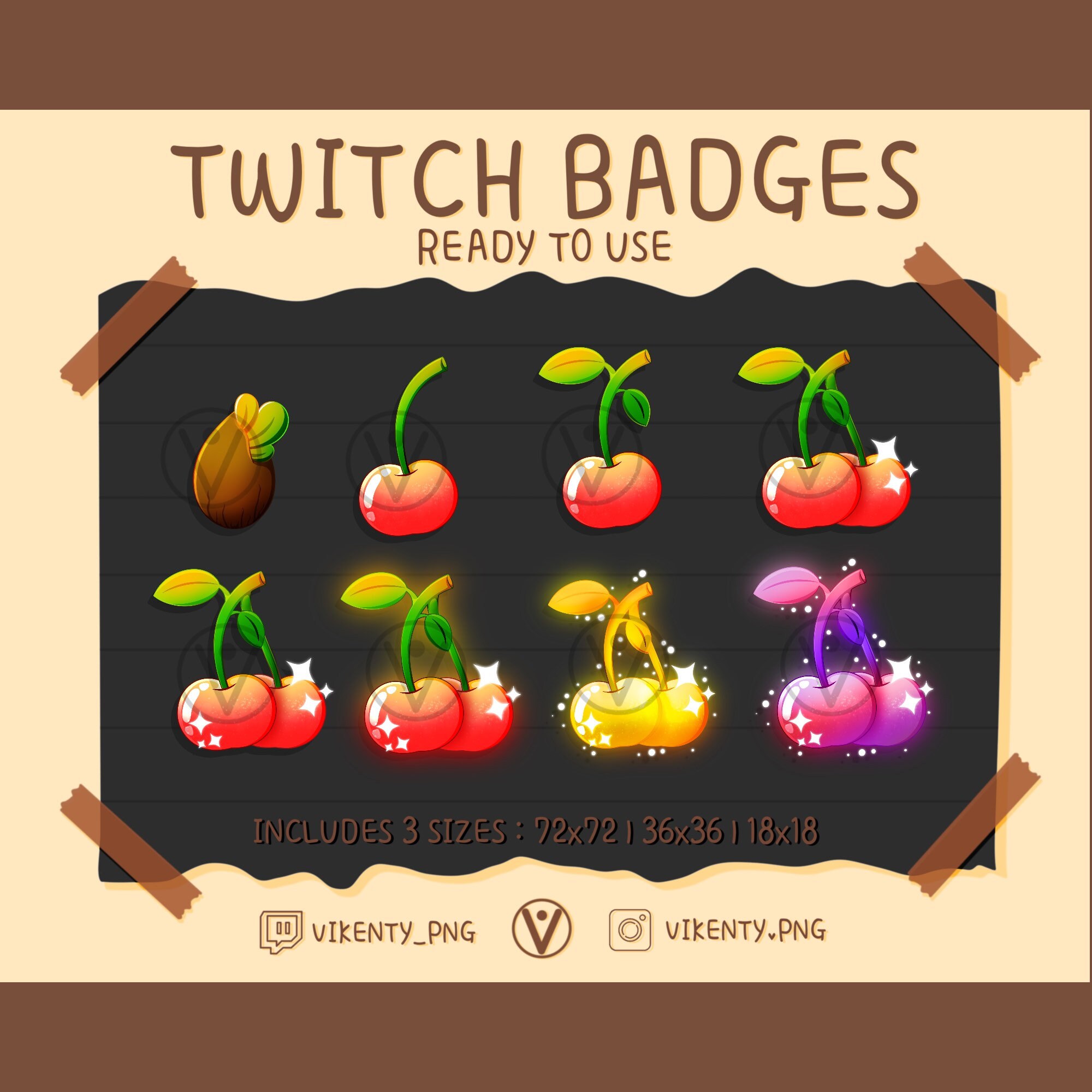 Cherry Fruit Twitch Sub Bit Badges X 8 Twitch/discord ACNH Etsy