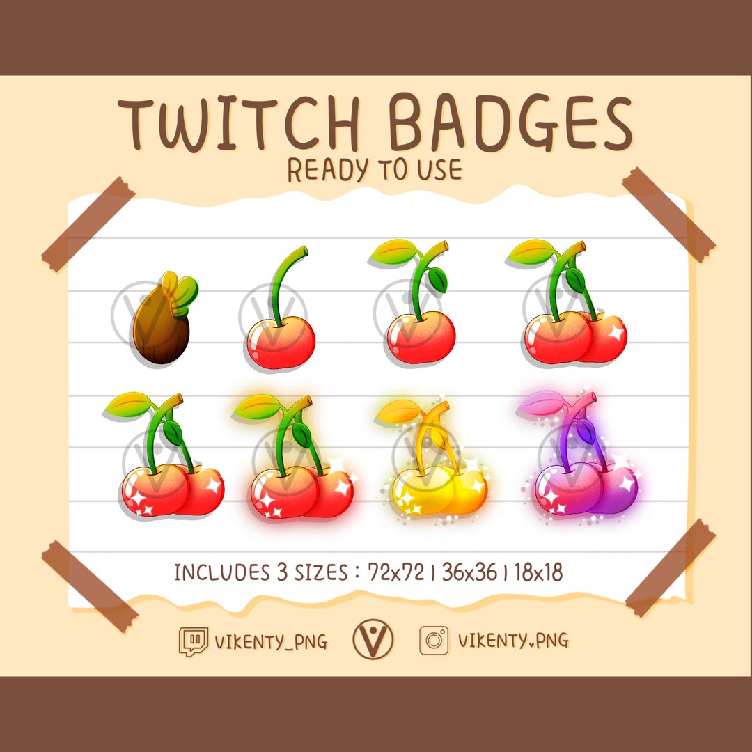 Cherry Fruit Twitch Sub Bit Badges X 8 Twitch/discord ACNH Etsy