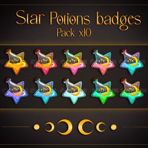 Twitch Star Potion x10 Sub/Bits Badges - Twitch | Streamer | Discord | Star | Potion| Sub Bits | Subscriber | Magic | Witch | Space