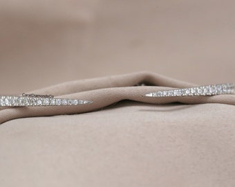 Diamond Bangle Bracelet, Lab Grown Diamond Bracelet, Minimalist Bracelet, Solid 14K Gold Bangle Bracelet, Cuff Diamond Bracelet Gift For Her
