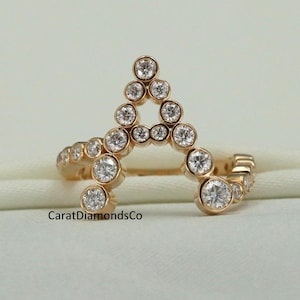 Anel de diamante com letra grande do alfabeto A, anel de ouro rosa 18K, anel de noivado com diamante cultivado em laboratório com corte redondo, anel com engaste de moldura, presente para namorada