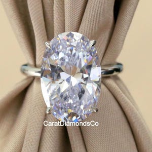 18k Weißgoldring, attraktiver 12.00 CT Farbloser Moissanit-Verlobungsring im Ovalschliff, Solitär-Diamantfrauenring, massiver Diamantring