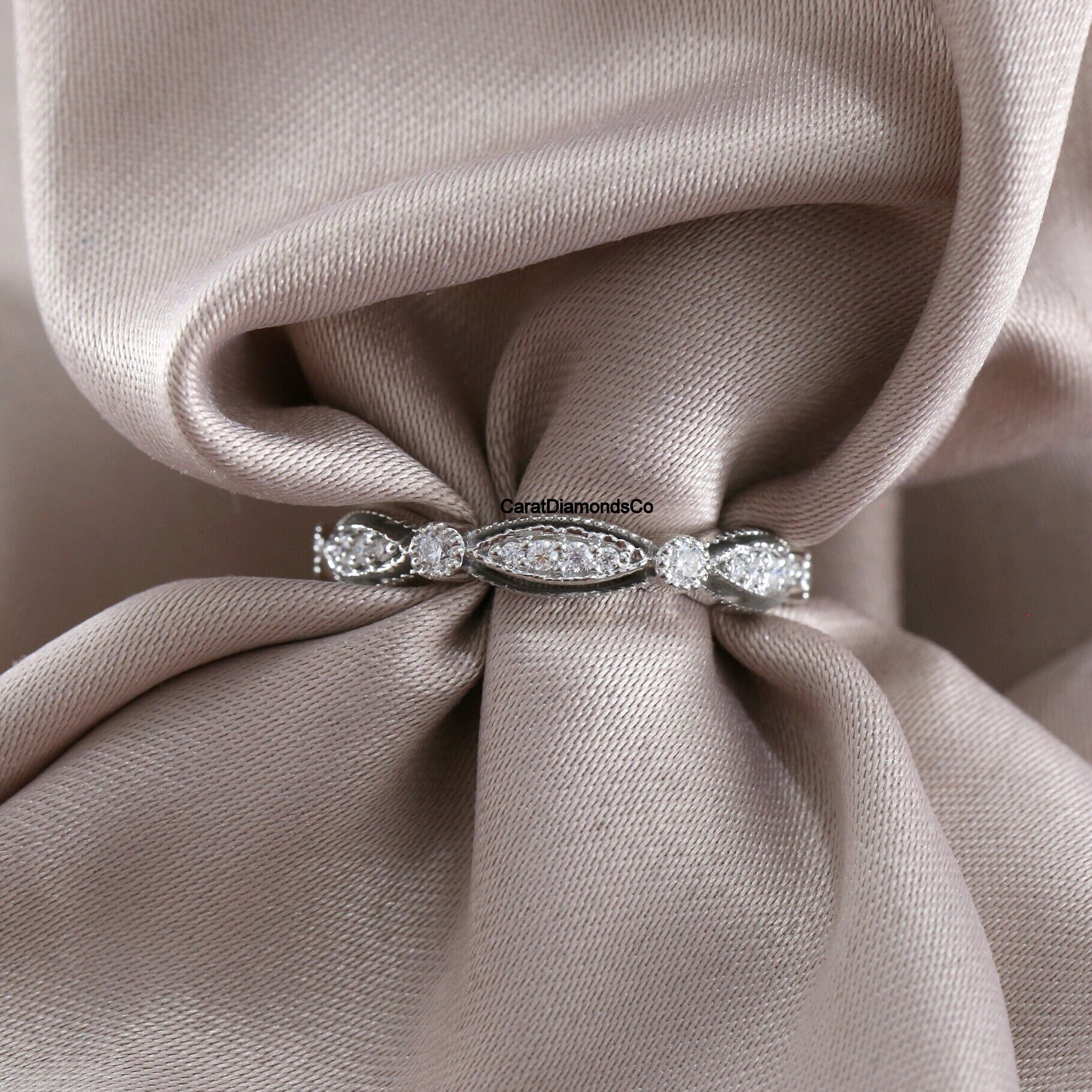 Photo inspiration: Milgrain Vintage Art Deco Style Wedding Band Full Eternity Brilliant Photo Inspiration