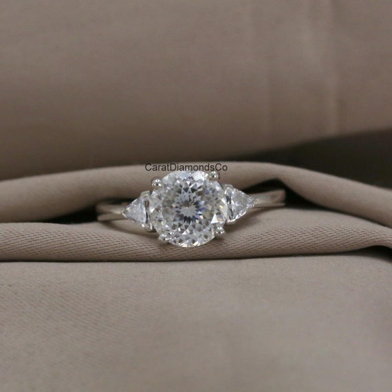 Ct Round Portuguese Cut Moissanite Engagement Ring, Side