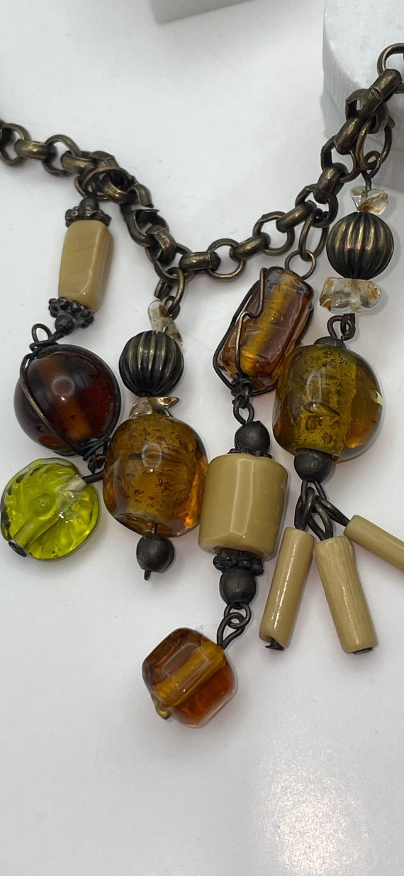 Unusual festoon style beaded vintage necklace with ho… Gem