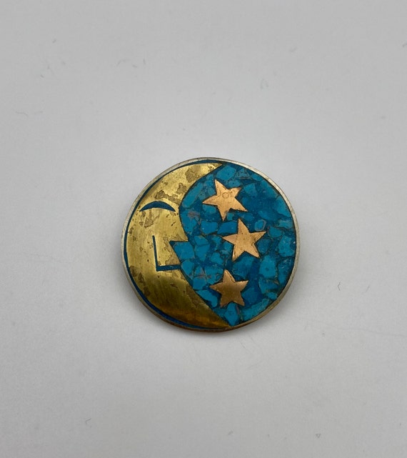 Hand made signed Taxco Mexico moon and stars vint… - image 3
