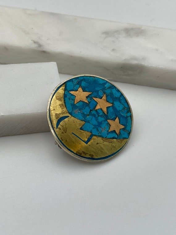 Hand made signed Taxco Mexico moon and stars vint… - image 4