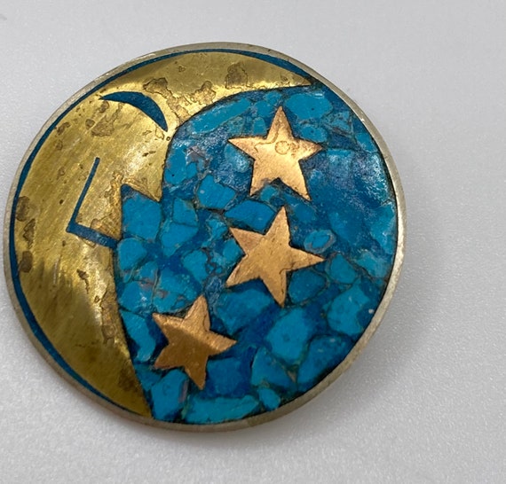 Hand made signed Taxco Mexico moon and stars vint… - image 2