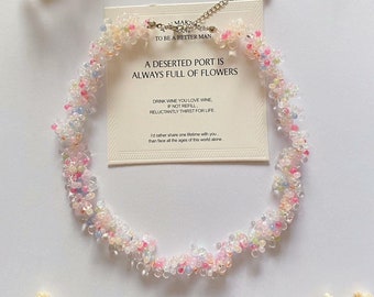 Colorful Bubbles Bracelet Necklace, Multi Color Necklace Bracelet, Beaded Flower Bracelet, Friendship Bracelet, Gift for Her