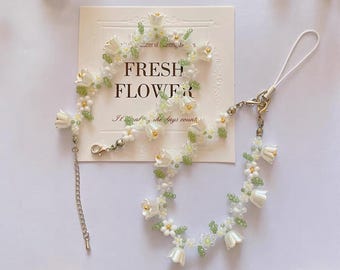 Lily of the Valley Bead Bracelet: Handmade Floral Jewelry