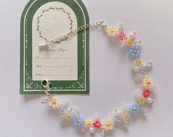 Snow White Inspired Beaded Bracelets, Handmade Bracelets, Light Blue Yellow Bracelets, Bracelet for Kids  & Adults