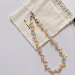 Cute Floral Phone Charm Strap,Beaded Flower Cell Phone Chain, Handmade Phone Strap, Gift for Girlfriends Besti