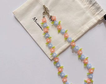 Cute Floral Phone Charm Strap,Beaded Flower Cell Phone Chain, Handmade Phone Strap, Gift for Girlfriends Besti