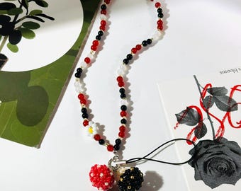 Whimsical Mushroom Beaded Phone Strap: Handmade Fairycore Charm