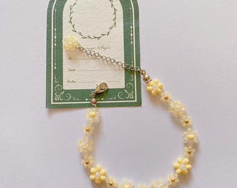 Yellow Seed Beads Bracelets, Minimalist Beaded Bracelets, Beaded Flower Jewelry, Fall Gifts for Mom Besti Daughter