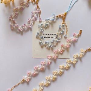 Bracelet à breloques couleur bonbon pour téléphone portable, Bracelets chaîne pour téléphone portable à fleurs en perles, Dragonne pour téléphone faite main, Cadeau pour amis