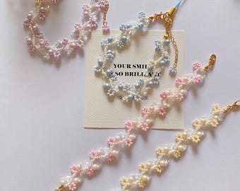 Handmade Beaded Flower Phone Charm Strap: Candy Color Bracelet