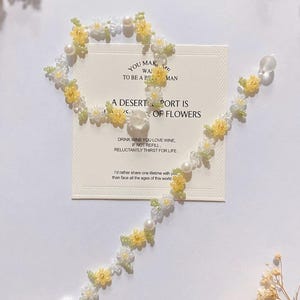 Beaded Sunflower Bracelet, Aesthetic Flower Bracelet, Handmade Jewelry, Gift for Mom Daughter