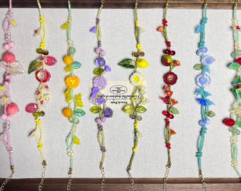 Beaded Fruit Bracelets, Blue Berry Bracelets,  Strawberry Jewelry, Gift for her