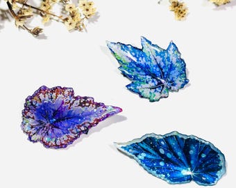 Blue & Purple Leaf Hair Clip, Fantasy Botanical Hair Accessory, Unique Gift For Her