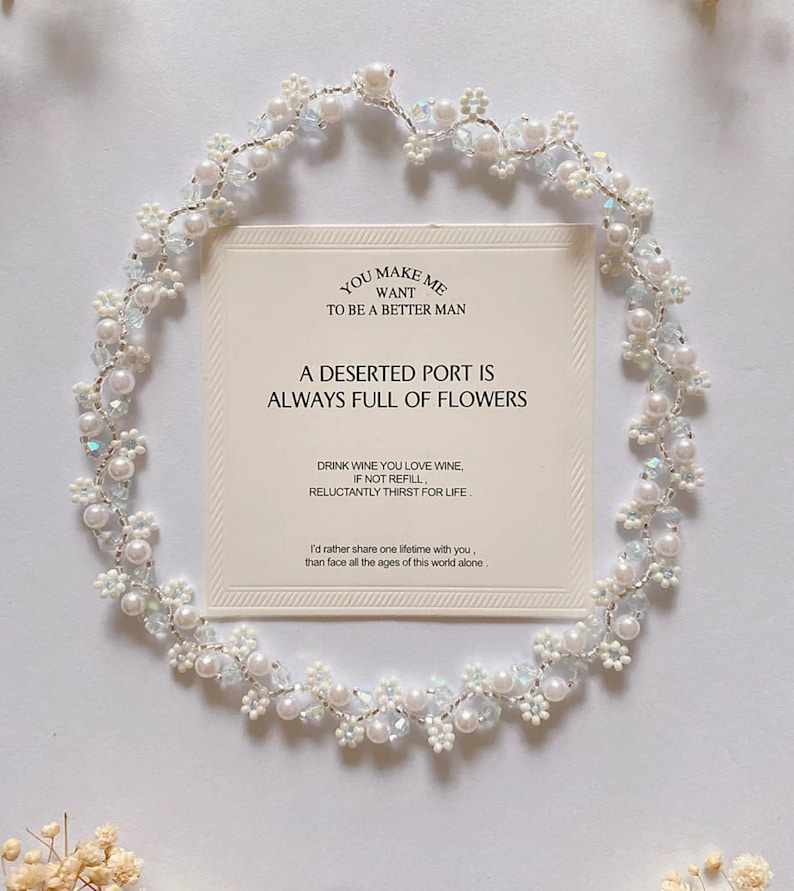 Handmade Daisy Pearl Beaded Choker: Boho Seed Bead Necklace image 2