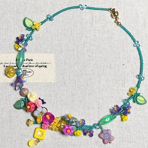 Flower Necklace, Beaded Flower Necklace, Czech Glass Beads Jewelry, Fairycore Jewelry, Gift for her