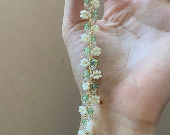 Beaded bracelet,Jasmine flower bracelets,Beaded rings,Gift for her