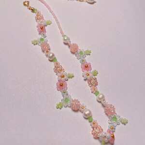 Beaded Flower Braceletbeaded Flower Necklacepearl Necklace - Etsy