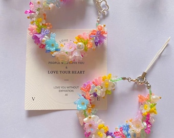 Floral Beaded Phone Strap: Pastel Spring Garden Jewelry