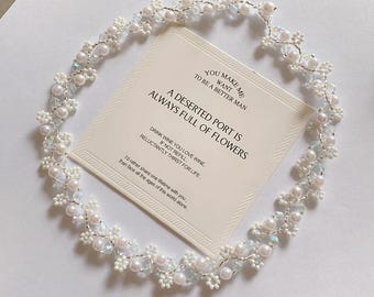 Handmade Daisy Pearl Beaded Choker: Boho Seed Bead Necklace