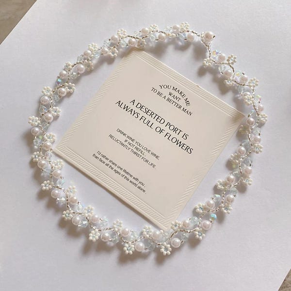 Handmade Daisy Pearl Beaded Choker: Boho Seed Bead Necklace